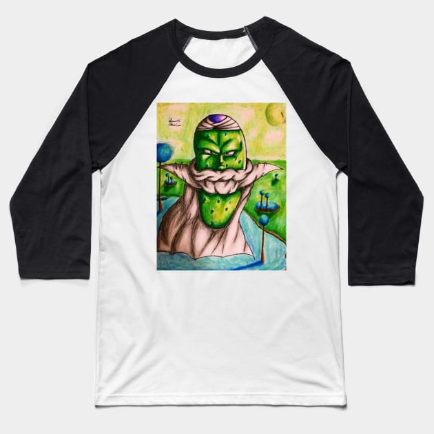 Piccolo the Pickle Baseball T-Shirt by Saquanarts